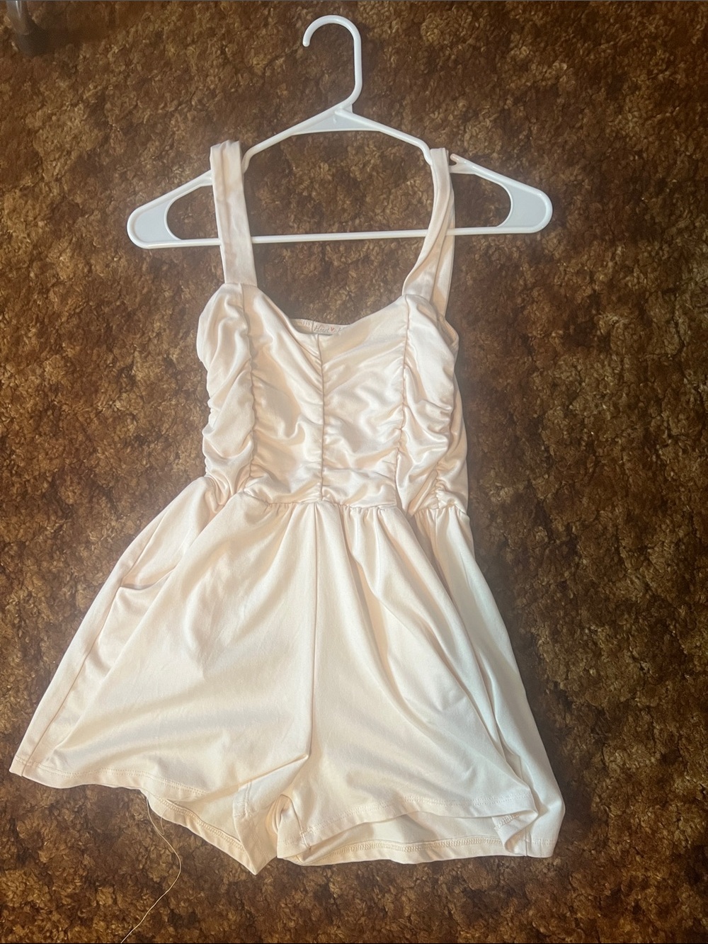 Cream Ruched Bust Sleeveless Romper